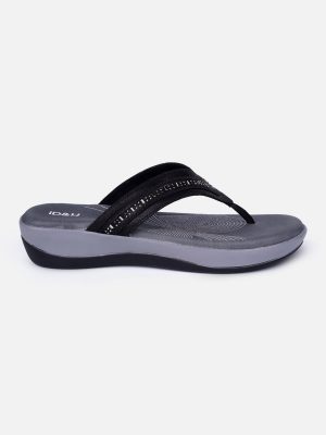 Women's Black Thong Sandals (IU6004)